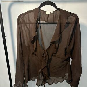 Wilfred Brown Ruffle Frenchy Blouse